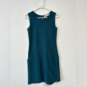 Anthropologie teal wool dress